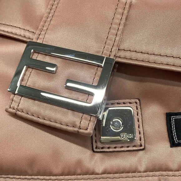 Auth FENDI - 7AS138 Pink Leather Nylon Handbag - Picture 12 of 15